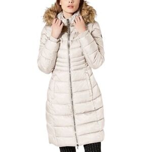 Kenneth Cole Faux-Fur-Trim Hooded Puffer Coat NWT